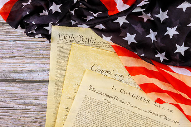 American Flag and Preamble to the United States Constitution
