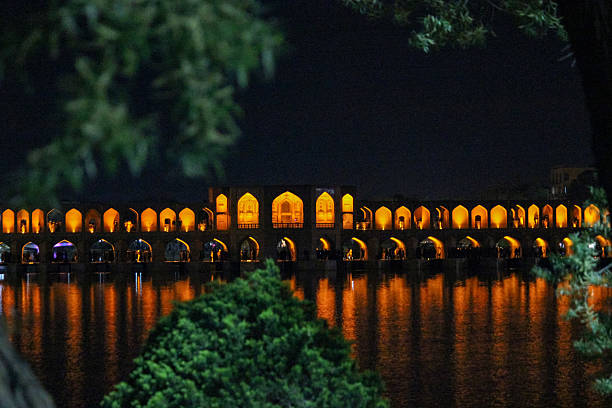 Khajoo bridge over Zayandeh river, Isfahan, Iran. long exposure.