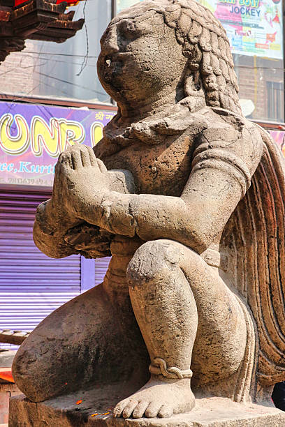 Kathmandu,Nepal,October 18,2018-A mythical Garuda statue near Kathmandu's durbar square,Nepal, Garuda is a half eagle, half man hindu diety and Lord Vishnu's vehicle