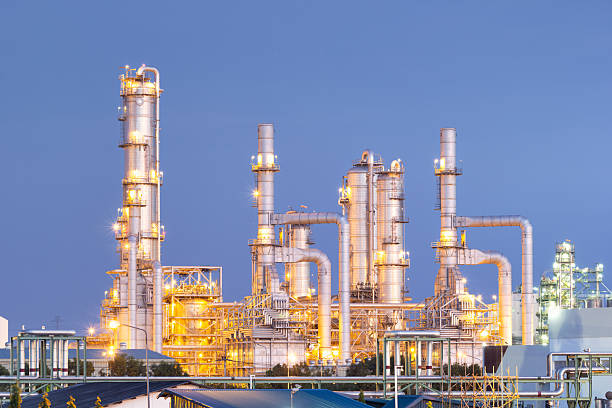 istock Oil refinery plant with sky background. 2230609128