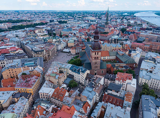 Riga city in Latvia, drone aerial photo