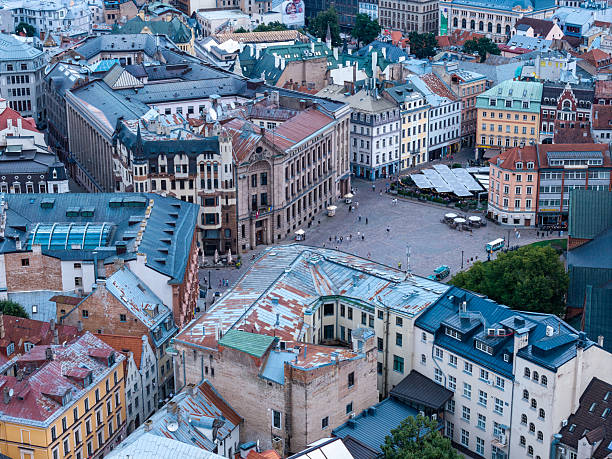 Riga city in Latvia, drone aerial photo