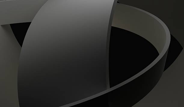 3D rendering of Black Color Abstract Minimal Design Tunnel Background,  Geometric Shapes, black color, gray background.