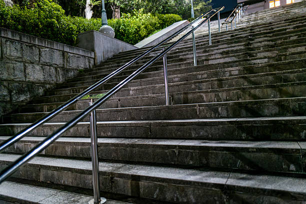 Urban Night Staircase with Stainless Steel Handrails