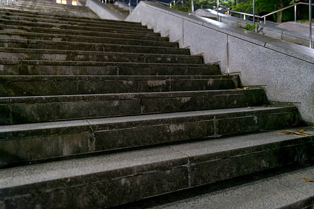 Urban Night Staircase with Stainless Steel Handrails