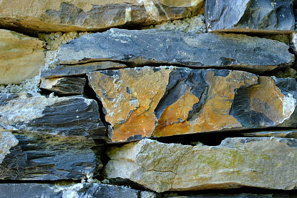 Natural stone fence without mortar (in list of Intangible cultural heritage) close-up, Italy