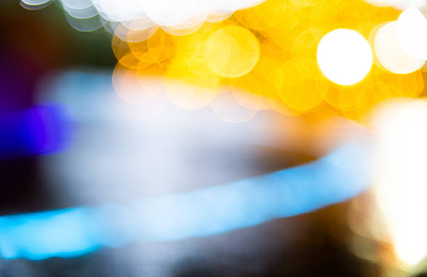 Abstract blurred city lights at night