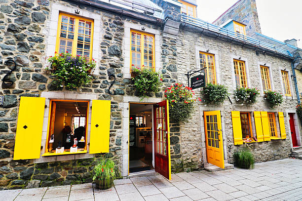 Quebec,Canada,Sept 4,2023-Martino-A store selling artisanal hand crafted traditional fabrics and clothing of Quebec in the Place Royale area in Quebec city, the capital of Quebec province,Canada