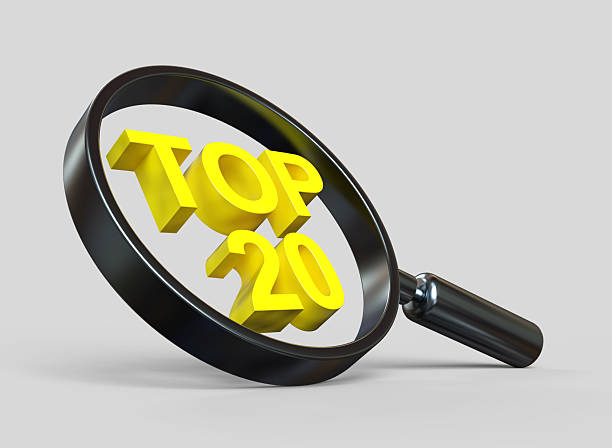 istock Top 20 sign with Magnifying Glass. Rating header. 2230644467