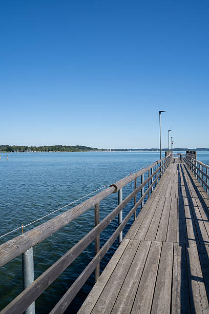 istock Long wooden pier in the lake 2230645109