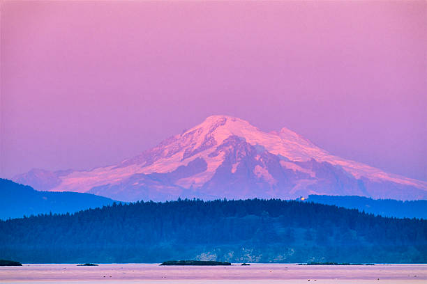 Mt Baker seen from the Saanich Peninsula on Vancouver Island, British Columbia
