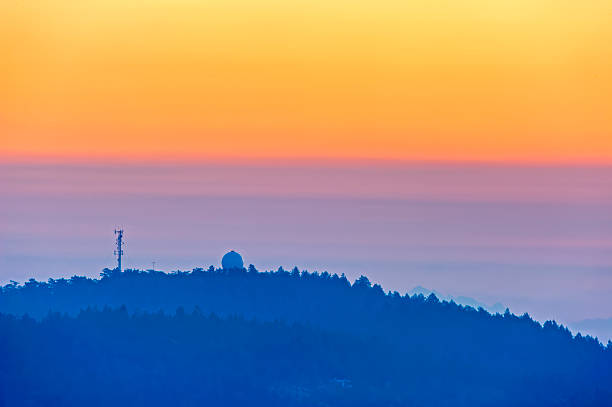 Morning sunrise and fog on the Saanich Peninsula on Vancouver Island, British Columbia