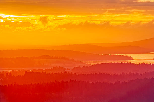 Morning sunrise on the Saanich Peninsula on Vancouver Island, British Columbia
