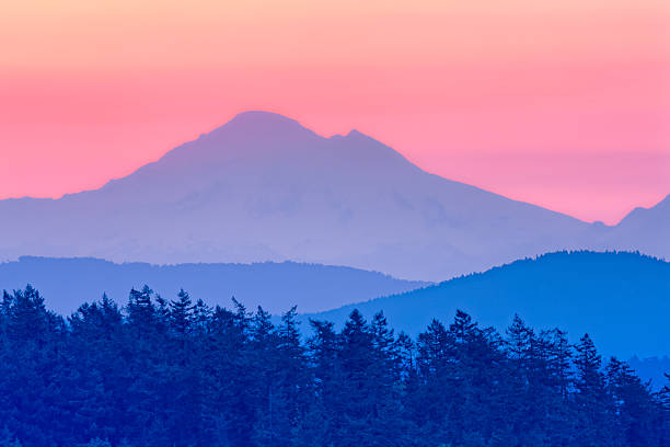 Mt Baker seen from the Saanich Peninsula on Vancouver Island, British Columbia