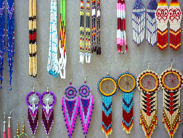 Retail Display Native American Beaded Earrings Close-Up
