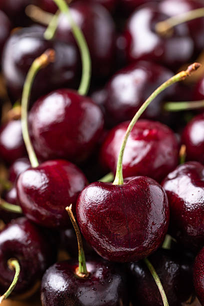 Fresh cherry fruit texture background, Ripe red cherries for healthy food and seasonal