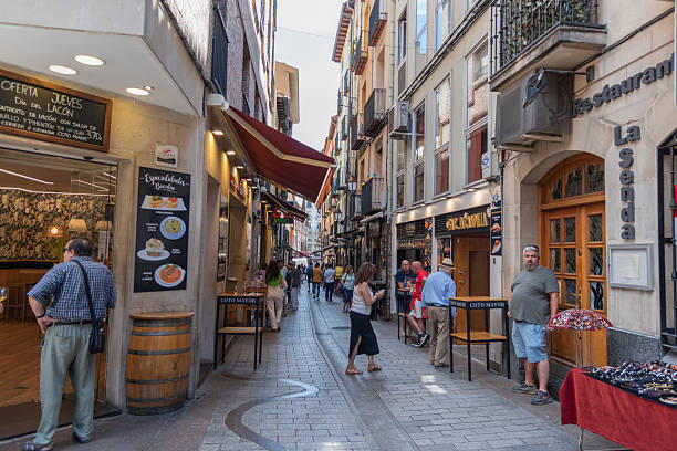 While on the Camino de Santiago, enjoying tapas and wine on the Logroño tapas street is a must-do experience. Logroño is the heart of Spain's Rioja wine region. On Logroño's tapas street, tourists browse the wide variety of tapas available in small restaurants and meet friends at small street tables to enjoy tapas and a glass of wine.