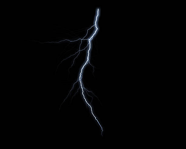 istock Intense blue-white lightning bolt flashes brilliantly against a deep black sky, representing a dramatic and powerful storm event. 2230682041