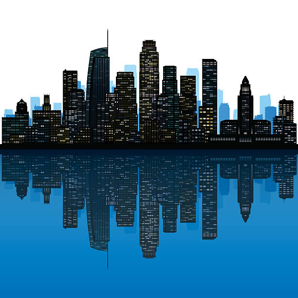 ilustrații de stoc cu silueta orizontului din los angeles (toate clădirile sunt complete și mobile) - los angeles oraș