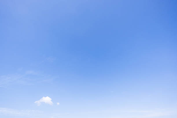 istock Panoramic view of clear blue sky and clouds, Blue sky background with tiny clouds. White fluffy clouds in the blue sky. Captivating stock photo featuring the mesmerizing beauty of the sky and clouds. 2230688910