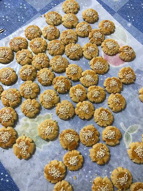 istock Sesame Flower Cookies on Baking Paper 2230690821