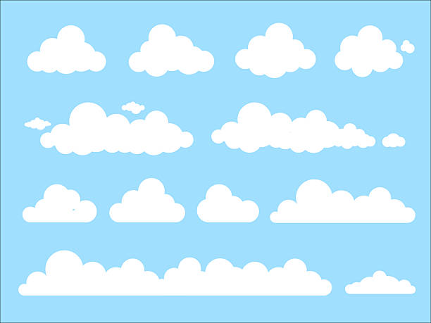 wolken-set - wolkengebilde stock-grafiken, -clipart, -cartoons und -symbole