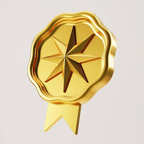 3D render, 3D illustration. Award winner medal with star and ribbon. icon design cartoon minimal style.