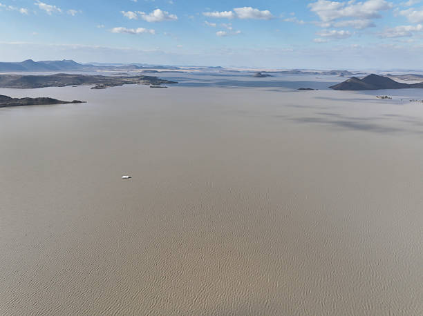 Aerial shot over the Gariep Dam located in the Eastern Cape of South Africa.