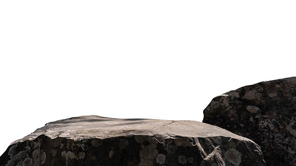 istock Rock Isolated, Stone Podium, Cliff Mountain edge chunk on white Background well material Design Exhibition platform and Space montage your Product display, Clipping paths 2230702906