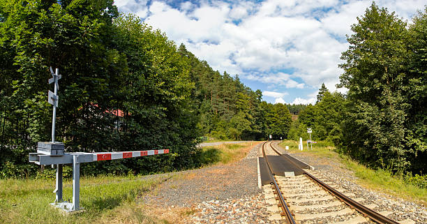 istock Barriers on a path that crosses the track 2230711192