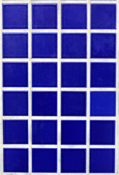 Close up view of blue mosaic wall tiles, UK