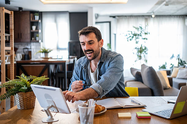 istock Freelancer enjoying working from home on digital tablet 2230724023
