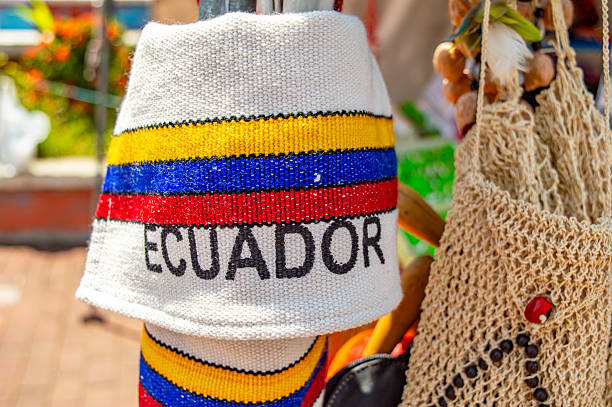 Vibrant crafts showcasing Ecuadorian culture with colorful patterns and traditional designs in Putumayo, Colombia.