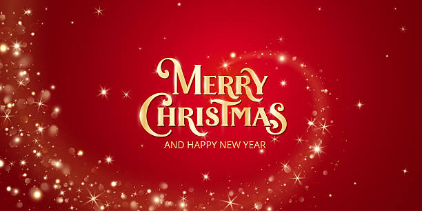 istock Merry Christmas lettering with golden glitter wave and sparkles on red background. Festive holiday design for greeting cards, invitations, posters, banners, and winter celebration. 2230730158