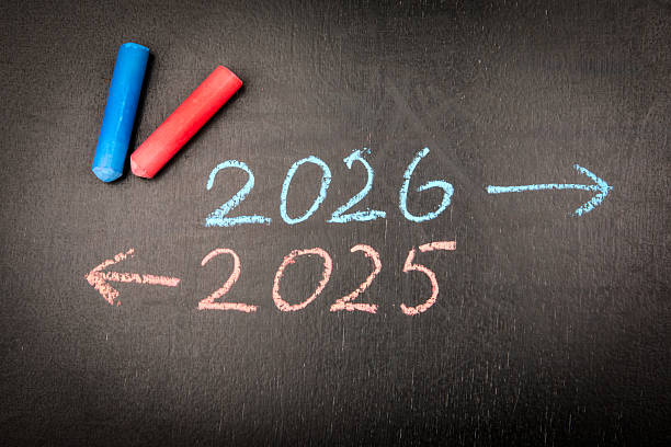 istock Moving forward from 2025 to 2026 concept with chalk arrows 2230730324