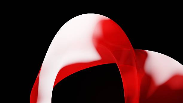 istock Abstract digital artwork featuring a flowing curved red and white form on a black background 2230731850
