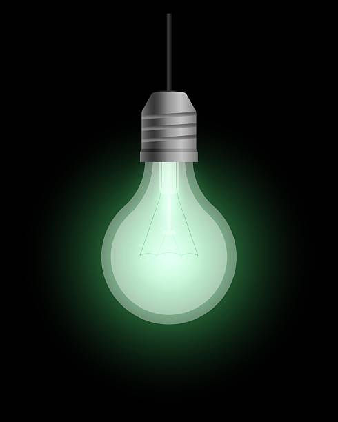 istock Hanging bulb set icon. Single glowing lamp with warm halo on dark background. Ideal for interior visuals, decor, or minimalist lighting design. 2230743089
