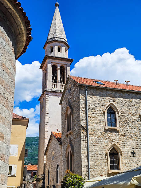 istock Church tower close-up, Budva Old Town 2230746195