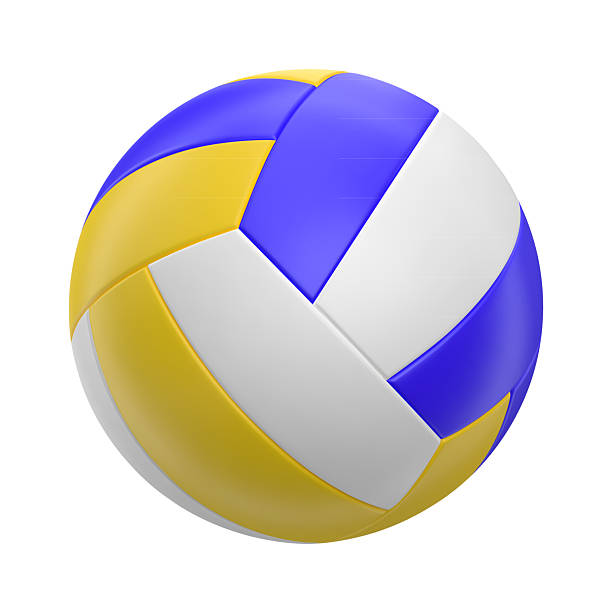 istock 3d volleyball ball icon. Ball white blue yellow. 2230749871