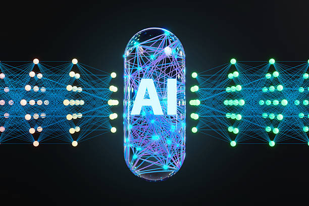 istock Glowing neural network inside a transparent antibiotic capsule surrounded by a large language model on a black background. Illustration of the concept of AI assistance in pharmacy and drug discovery 2230761834