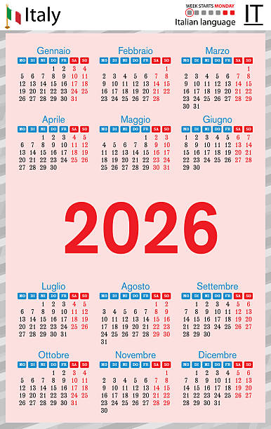 istock Italian vertical Pocket calendars for 2026. Week starts Monday 2230772325