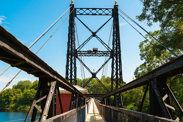 The Ticonic Footbridge, also known as the Two Cent Bridge in Maine