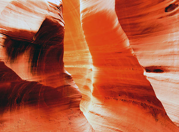 Sunlight coming into slot canyon Rattlesnake Canyon on the Navajo Indian reservation in Northern Arizona