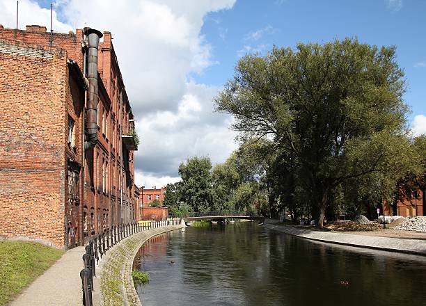 Bydgoszcz city in Poland. Canals and industrial heritage buildings.