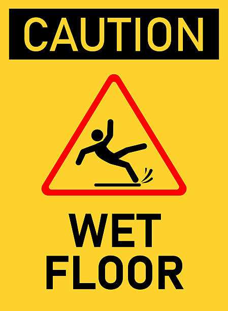 istock Yellow Caution Sign for Wet Floor. Slippery Floor Warning Sign 2230786195