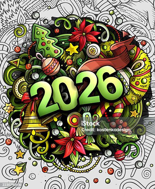 Santa Loading Vector 2026 Festive Vector Illustration With 2026 Surrounded By Christmas ...