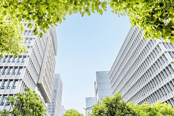 istock Bottom view of modern green city 2230792741