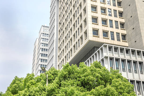 istock Bottom view of modern eco city 2230797223