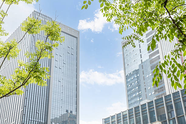 istock Bottom view of modern eco city 2230797357