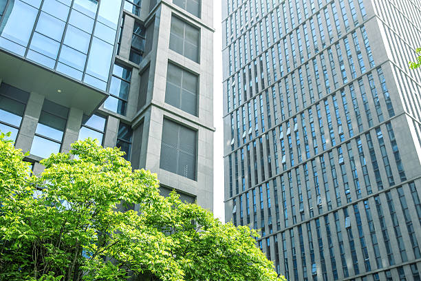 istock Bottom view of modern eco city 2230797391